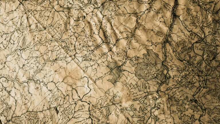 A photograph of a wrinkled old map.